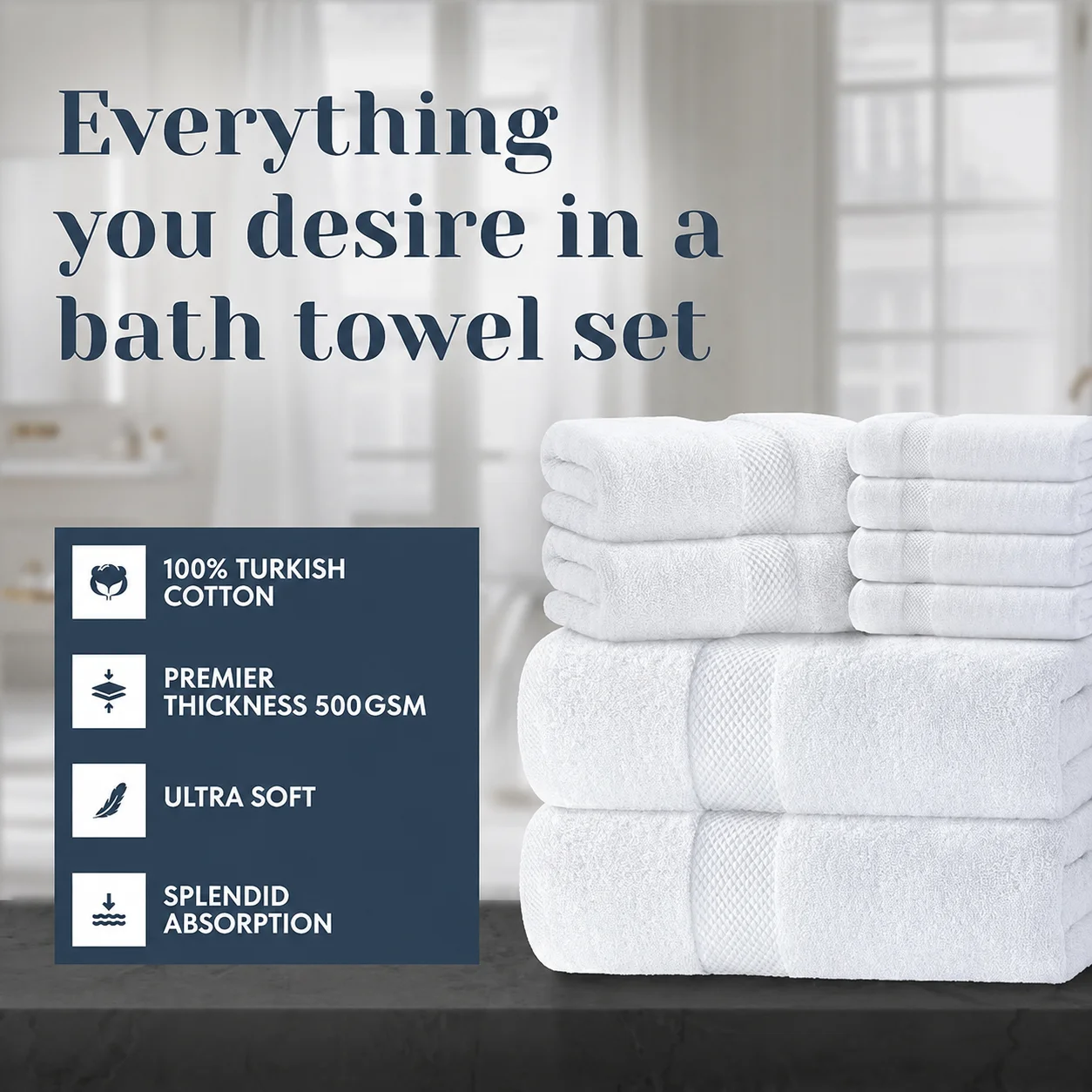 10 PCS 100% Combed Cotton Soft Towel Bale Set – Face, Hand & Bath Towels - Image 2