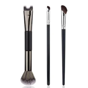 1/3PCS 2-in-1 U-Shaped Dual End Makeup Brush Set for Nose Contouring & Highlighting