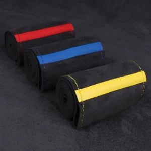 High-End Suede Car Steering Wheel Cover Universal Hand Sewing Soft Suede Leather Diy Steering Wrap 38cm Winter Car Accessories 2028