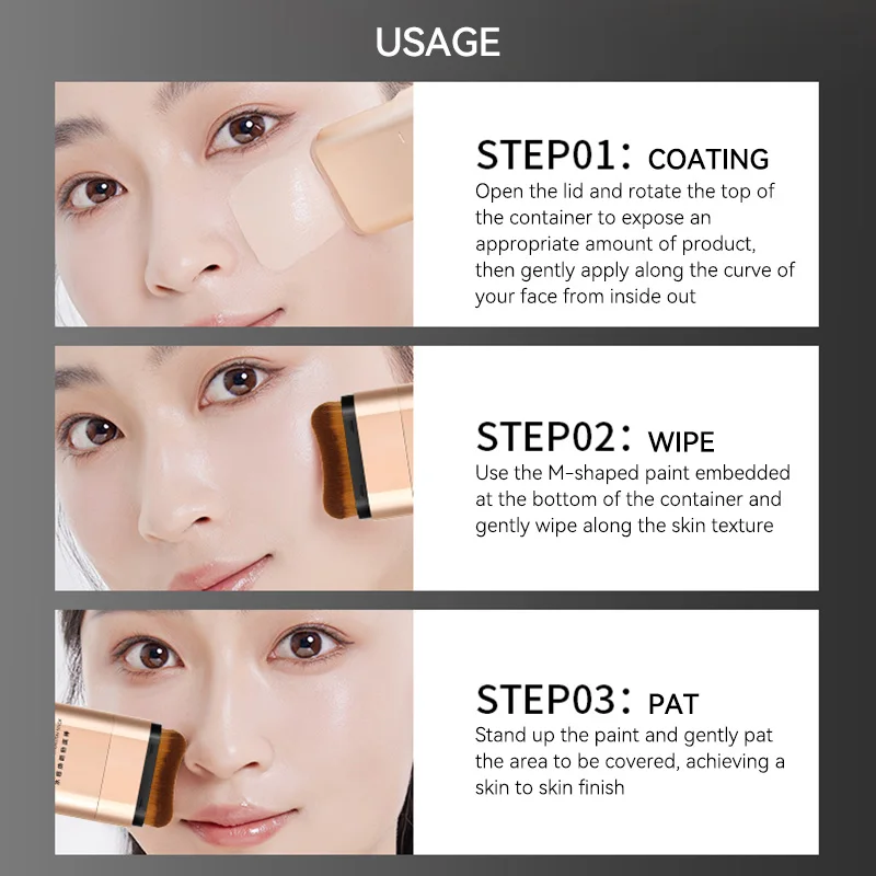 FOMIX 2-in-1 Cream Foundation Stick with Built-In Blending Brush - Image 7