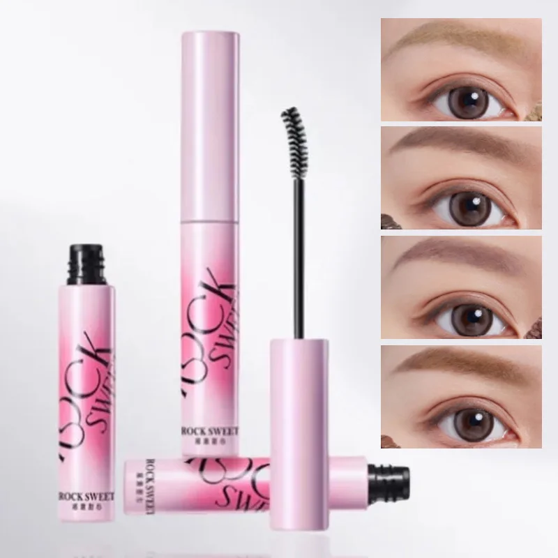 ROCK SWEET Tinted Brow Gel Mascara 4 Shades Waterproof Long Lasting Quick Dry Smudge Proof Sweat Resistant Eyebrow Tint Styling Gel Natural Brow Color Shaping Defining Crescent Brush Eye Makeup for Women - Image 8