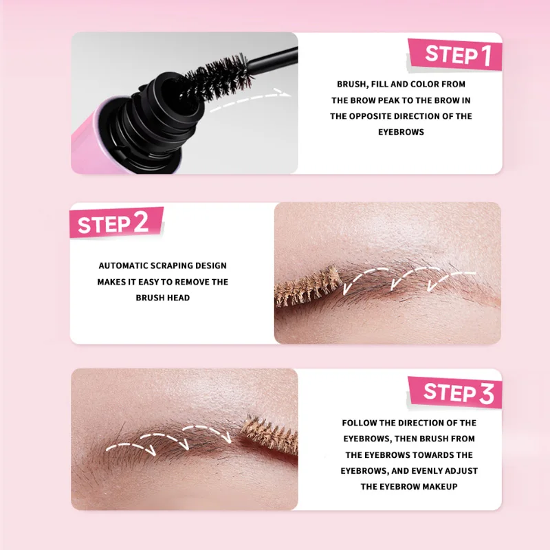 ROCK SWEET Tinted Brow Gel Mascara 4 Shades Waterproof Long Lasting Quick Dry Smudge Proof Sweat Resistant Eyebrow Tint Styling Gel Natural Brow Color Shaping Defining Crescent Brush Eye Makeup for Women - Image 14