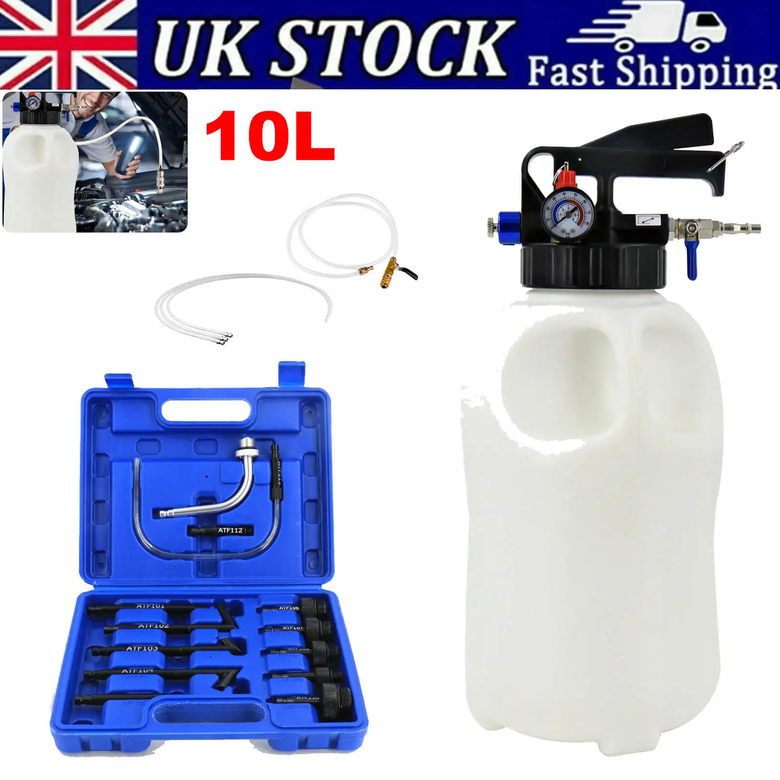 10L Manual ATF Transmission Oil Filling Pump Kit with 13 Adapters