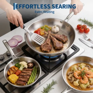 Superior Tri-Ply Stainless Steel Cookware Set – 10-Piece Pots & Pans with Lids – Fast, Even Heating – Induction & Oven Safe, PFOA-Free, Non-Toxic – Includes Frying Pans, Saucepans, Sauté Pan, Stock Pot