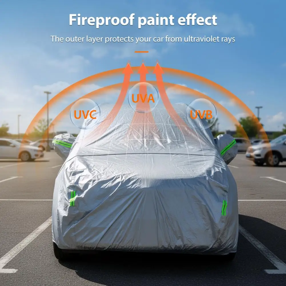 Outdoor Car Cover, Aluminum Film Waterproof All Weather Auto Cover, Wind And Snow Protection UV Protection Car Snow Cover - Image 4