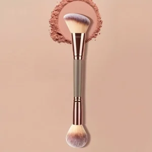 2-in-1 Contour & Blush Makeup Brush with Soft Nylon Bristles