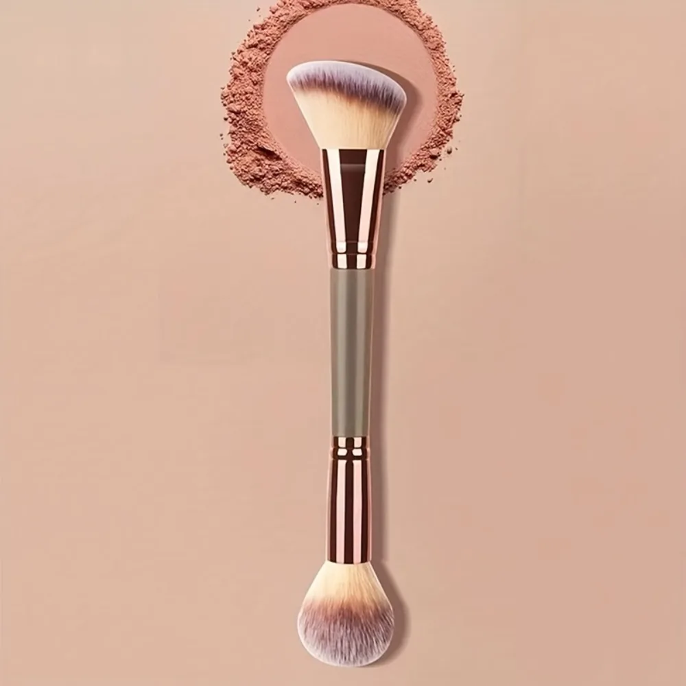 2-in-1 Contour & Blush Makeup Brush with Soft Nylon Bristles
