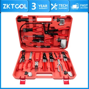 16-Piece Hose Clamp Set, Long-Handled Hose Clamp Kit, Suitable for Fuel, Oil, Water Hoses, and Automotive Tools.
