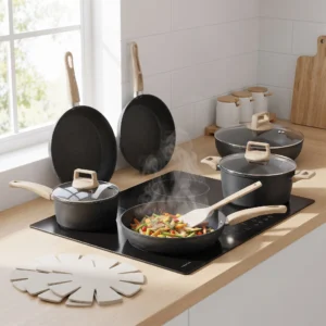 14PCS Ceramic Nonstick Cookware Pots & Pans Set for Induction Cooktop