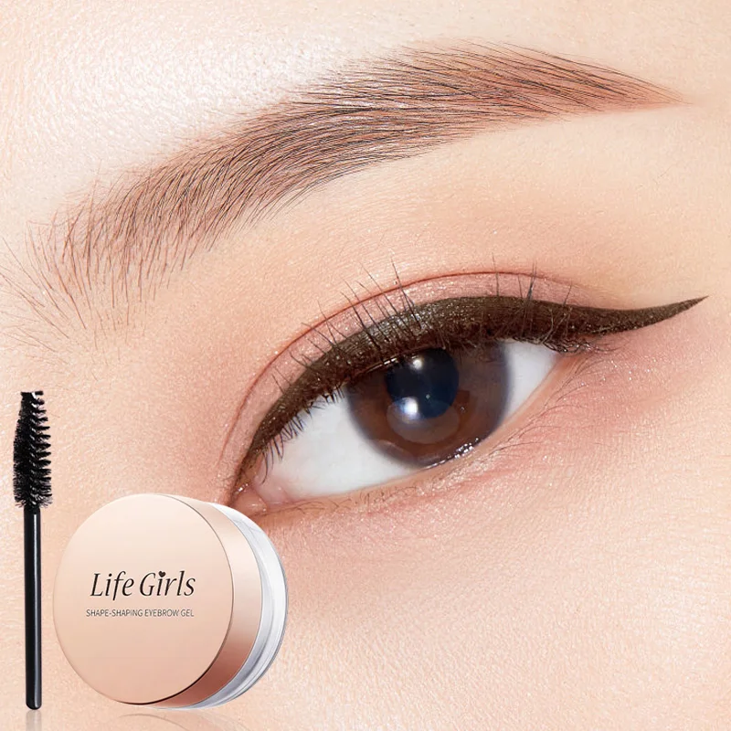 Life Girls Clear Brow Gel with Spoolie Brush, Eyebrow Styling and Setting Gel for Shaping and Sculpting, Transparent Brow Tamer for Fluffy Feathered Brows, Natural-Looking Definition, Colourless Eyebrow Make-Up for Daily Grooming, Pot with a Rose Gold Lid