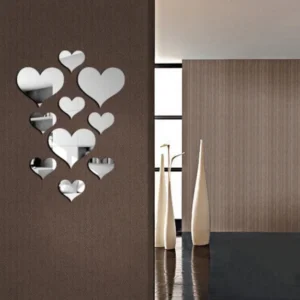10PCS 3D Love Heart Mirror Wall Stickers Removable DIY Home Decor